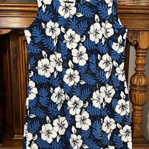 Shannon Marie Hawaiian Blue & White Floral Sleeveless Dress